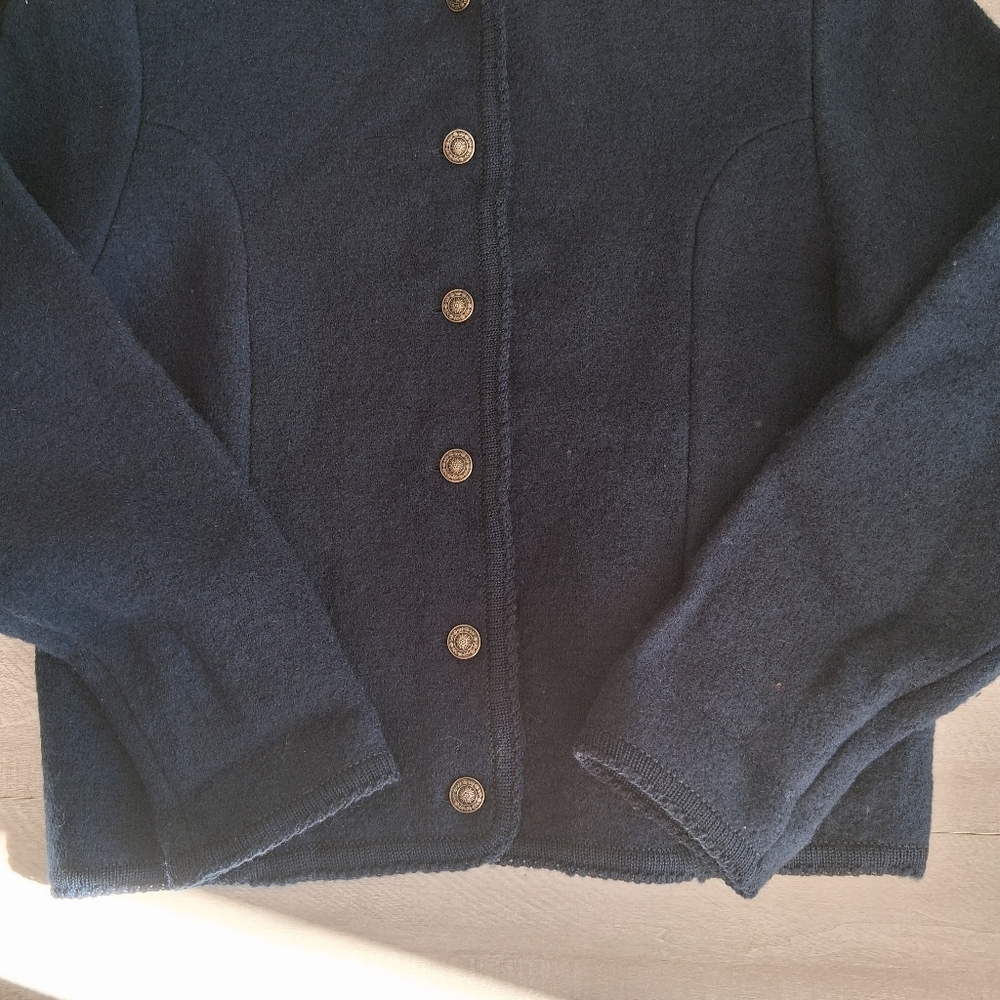 Vtg Tally-Ho Creation Blue Sweater Pollak Cardigan Button Size M - Picture 5 of 10